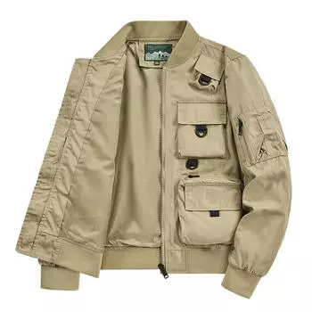 Куртка-бомбер Мужская многофункциональная куртка Американская бейсбольная майка Функциональная куртка с тремя защитными элементами Инструментальный верх M чёрный