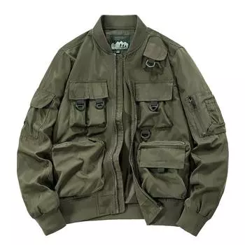 Куртка-бомбер Мужская многофункциональная куртка Американская бейсбольная майка Функциональная куртка с тремя защитными элементами Инструментальный верх M чёрный