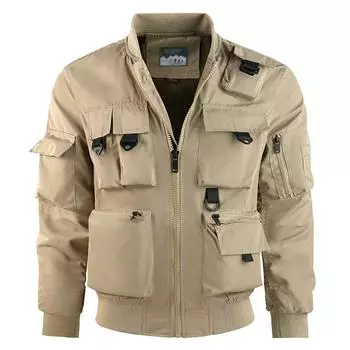 Куртка-бомбер Мужская многофункциональная куртка Американская бейсбольная майка Функциональная куртка с тремя защитными элементами Инструментальный верх M чёрный