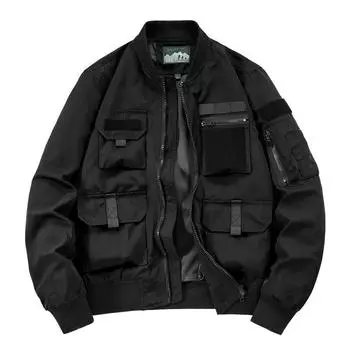 Куртка-бомбер Мужская многофункциональная куртка Американская бейсбольная майка Функциональная куртка с тремя защитными элементами Инструментальный верх M чёрный