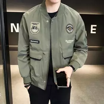 Куртка-бомбер мужская, новая тенденция, ретро, повседневная молодежная куртка, весна и осень, свободная бейсбольная майка, мужская одежда M