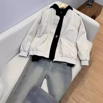 Куртка-бомбер, мужская трендовая свободная бейсбольная куртка, весна и осень, новое повседневное пальто, верх S легкие хаки