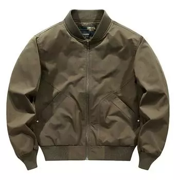 Куртка-бомбер мужская весна и осень свободная мужская бейсбольная куртка большого размера тонкая американская повседневная M кофейный