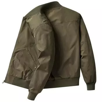 Куртка-бомбер мужская весна и осень свободная мужская бейсбольная куртка большого размера тонкая американская повседневная M кофейный