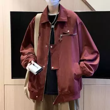 Куртка-бомбер Piushuai, мужская, новая, с металлической молнией, молодежная бейсбольная форма M