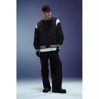 Куртка-бомбер свободного кроя HM Black White S