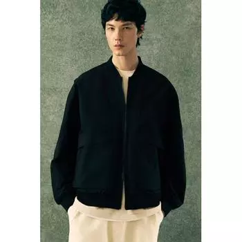 Куртка-бомбер свободного кроя HM черного цвета S