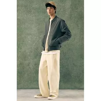 Куртка-бомбер свободного кроя HM темно-зеленого цвета S