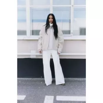 Куртка-бомбер свободного кроя из смеси шерсти HM светло-бежевого цвета 1200203002 SEUR SP