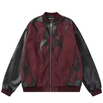 Куртка-бомбер в стиле ретро, свободные повседневные топы для пар мужчин и женщин M красный