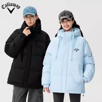 Куртка Callaway из плотного однотонного хлопка с вышивкой и капюшоном для пары, мужская свободная модная брендовая универсальная куртка из хлопка, имитация двухкомпонентной хлопковой куртки M