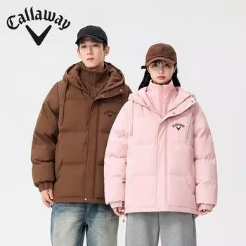 Куртка Callaway из плотного однотонного хлопка с вышивкой и капюшоном для пары, мужская свободная модная брендовая универсальная куртка из хлопка, имитация двухкомпонентной хлопковой куртки M