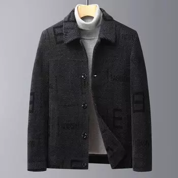 Куртка Chenier Мужская осенне-зимняя куртка с лацканами Куртка Верхняя мужская повседневная одежда Хлопковая утолщенная куртка для мужчин 170 хаки