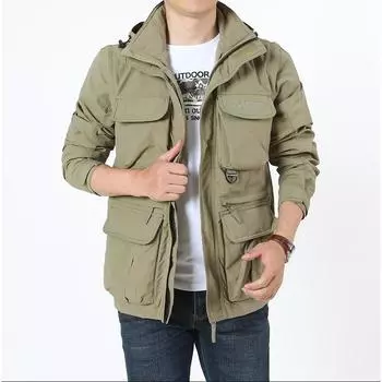 Куртка для активного отдыха, альпинизма, спортивной одежды, отстегивающиеся рукава, капюшон, свободная куртка, мужская, тонкий верх M