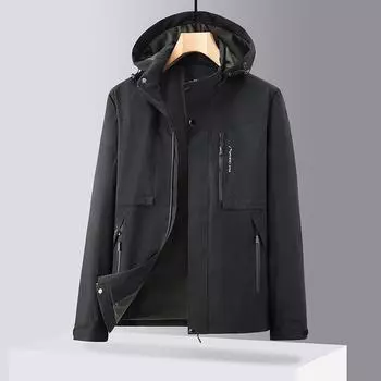 Куртка для активного отдыха, быстросохнущая, мужская, весенне-осенняя, с несколькими карманами и капюшоном, ветрозащитная, для альпинизма M