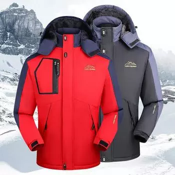 Куртка для активного отдыха, мужская флисовая куртка для альпинизма большого размера, ветрозащитная и теплая куртка с утолщенной хлопковой подкладкой M красный