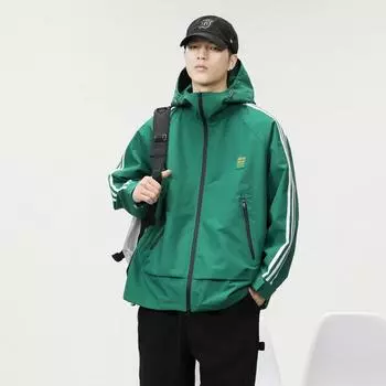 Куртка для активного отдыха Мужская куртка для инструментов Свободная куртка большого размера Тяжелая модная спортивная куртка с капюшоном Износостойкая M трава зеленый