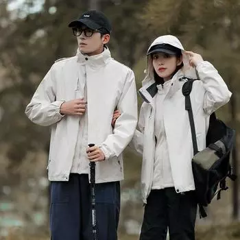 Куртка для активного отдыха, мужская, модная, комплект из трех частей, съемная, осенне-зимняя, утепленная, ветрозащитная, для альпинизма, для женщин L