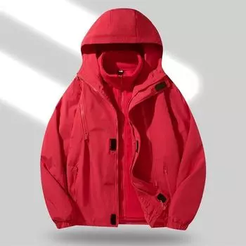 Куртка для активного отдыха на осень и зиму для мужчин и женщин с бархатной подкладкой, комплект из двух предметов «три в одном» плюс утолщенная ветрозащитная подкладка M чёрный