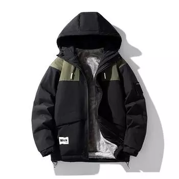 Куртка для активного отдыха на осень и зиму, мужская мода, универсальный тренчкот для активного отдыха, ветрозащитный бархатный дорожный кемпинг M чёрный