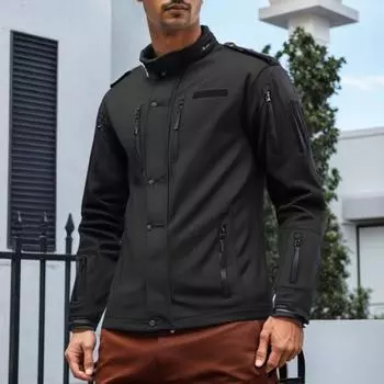 Куртка для активного отдыха со съемным капюшоном и длинными рукавами, застегивающаяся на молнию, куртка с несколькими карманами, однотонная застежка-молния, верхняя одежда для путешествий и походов XXL хаки