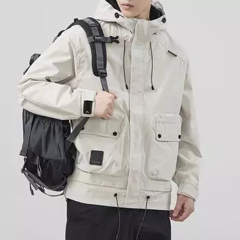 Куртка для альпинизма из ткани с технологией Three-Proof Technology, мужская свободная повседневная куртка с капюшоном, удобная мужская куртка M бежевый