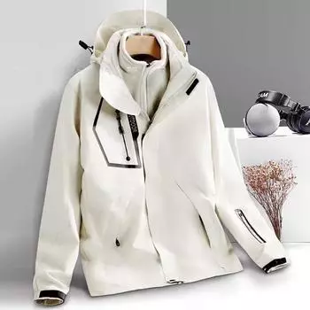 Куртка для альпинизма на открытом воздухе, ветрозащитный, водонепроницаемый и теплый комплект из двух предметов, съемная часть для групповой покупки, индивидуальный логотип L