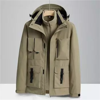 Куртка для альпинизма на открытом воздухе, спортивная куртка для мужчин и женщин на осень и зиму, комплект из трех частей, съемный, плюс бархат и утеплитель M