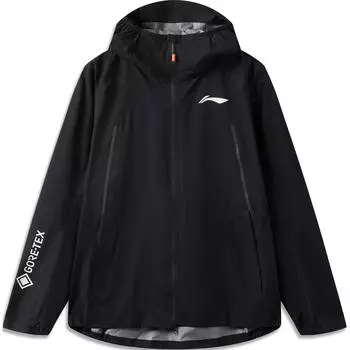 Куртка для бега по пересеченной местности Li Ning Running Series с капюшоном, водонепроницаемая, дышащая, быстросохнущая, со светоотражающим принтом, унисекс, черная ACFV005-1 S