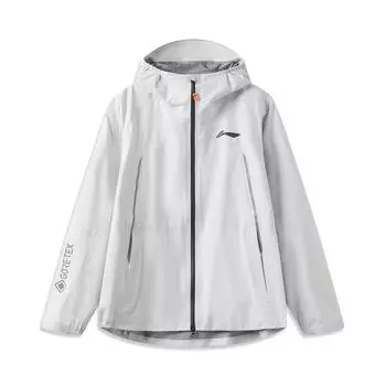 Куртка для бега по пересеченной местности Li Ning Running Series с капюшоном, водонепроницаемая, дышащая, быстросохнущая, со светоотражающим принтом, унисекс, белая ACFV005-3 S
