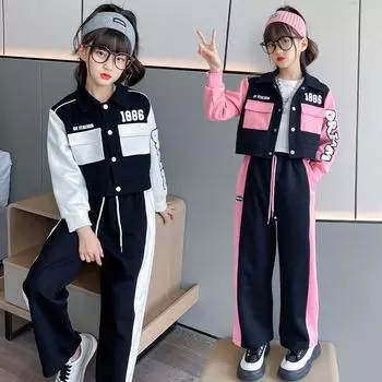 Куртка для девочек на весну и осень со спортивным хип-хоп-нарядом для 13-летних детей 150cm розовый