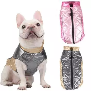 Куртка для домашних собак, пальто для больших собак, зимняя теплая одежда для собак для маленьких, средних и больших собак, костюм французского бульдога-йорка, зимняя одежда для домашних животных, одежда для холодной погоды S золотой