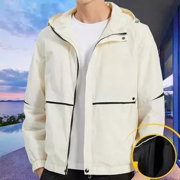 Куртка для гор, мужская, с капюшоном, свободная, повседневная, осенняя, функциональная, ветровка, верхняя часть M чёрный