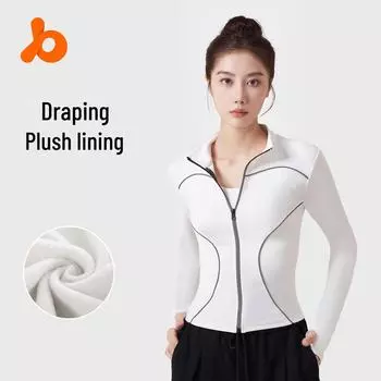 Куртка для йоги Juyitang со светоотражающей бархатной подкладкой для женщин — фитнес осень/зима, бег на свежем воздухе ночью, велоспорт, спортивный топ S розы красного