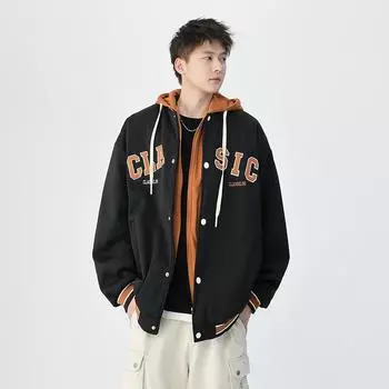 Куртка для мальчиков, осенняя, в стиле Гонконга, брендовая, флисовая, с капюшоном, мужская, свободная, повседневная, бейсбольная форма, верхняя часть S бежевый