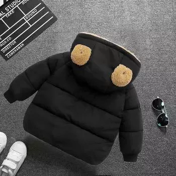 Куртка для маленьких девочек, зимняя куртка для мальчиков, пальто, детская теплая верхняя одежда с капюшоном, пальто, детская одежда 90