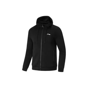 Куртка для настольного тенниса Li Ning серии однотонная с капюшоном на молнии, повседневная, унисекс, куртки, черный цвет AWDUA63-1 M