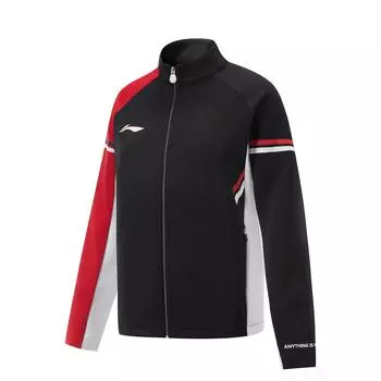 Куртка для настольного тенниса Li Ning с длинным рукавом и воротником-стойкой, женская, черная, Glory-Red AWDV274-2 XL
