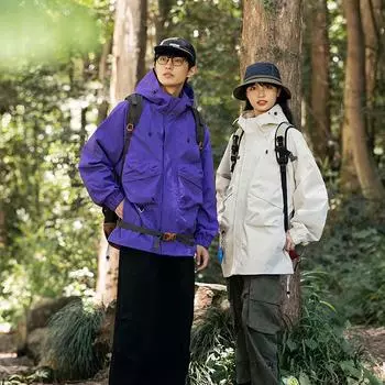 Куртка для отдыха на природе Мужская осенняя рабочая куртка Свободная повседневная куртка с капюшоном S белый