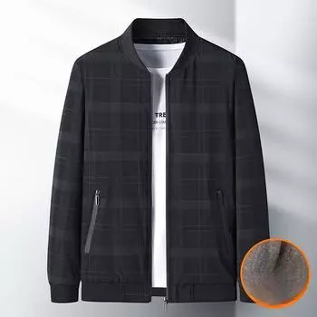 Куртка для папы Весна и осень Флисовая утолщенная мужская одежда Куртка для мужчин среднего возраста Повседневный топ для мужчин среднего возраста M хаки