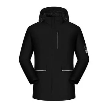 Куртка для пар с длинным рукавом, сохраняющая тепло, осень-зима, популярное пальто с карманами на молнии для кемпинга M чёрный