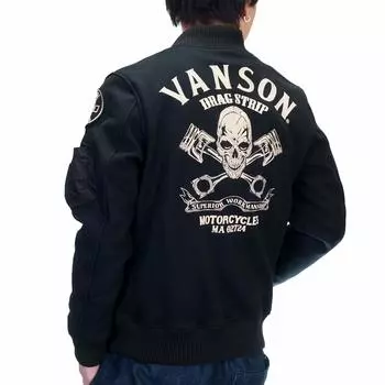 Куртка для полета с вышивкой Cross Piston Skull Bonding, верхняя одежда, модель VANSON [Vanson] MA-1, мужская nvsz-2104 (Черный, М)