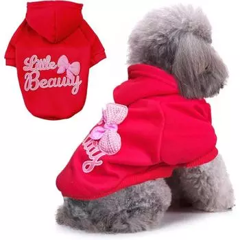 Куртка для собак в холодную погоду с карманами, зимняя толстовка с капюшоном для собак, теплая одежда для щенков больших и маленьких собак, одежда для чихуахуа, сладкий подарок для милых питомцев XX-Small чёрный