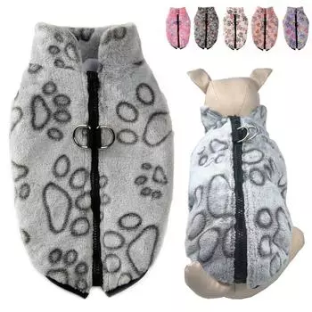 Куртка для собак, зимняя теплая одежда для домашних животных для маленьких средних собак, кошек, милое флисовое пальто с принтом для щенков, жилет, одежда, свитер для йоркширского бульдога, костюм XL бежевый
