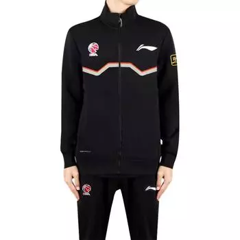 Куртка для судей Li Ning CBA Series 24 Season, баскетбольная рубашка с длинным рукавом и воротником-стойкой, на молнии, мужская черная AWDUG63-1 M