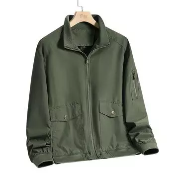 Куртка для весны и осени, повседневная куртка, рабочая одежда для активного отдыха, летная куртка, свободный мужской топ с воротником-стойкой XXXXXL чёрный