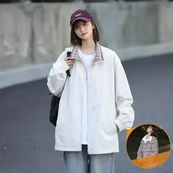 Куртка для влюбленных Мужская и женская новая осенняя мода два наряда японский тренд воротник-стойка свободное пальто S