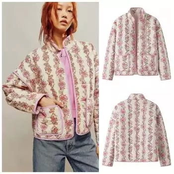 Куртка для женщин Винтажное лоскутное принтованное хлопковое пальто Женское длинное свободное пальто Женские шикарные теплые уличные куртки S