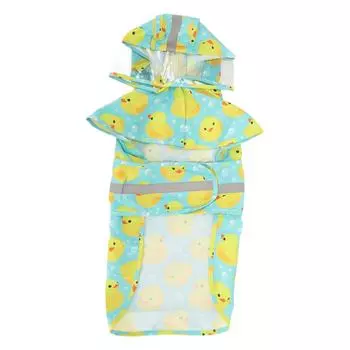 Куртка-дождевик для домашних животных с рисунком утенка, водонепроницаемая, светоотражающая, регулируемая, с капюшоном и четырьмя ножками, для собак S(for 2-4kg)