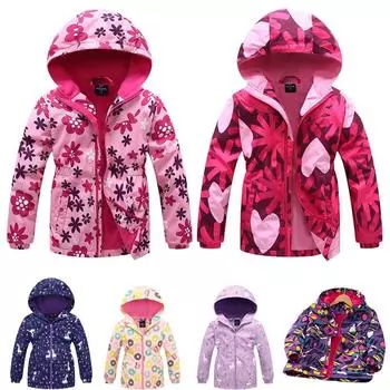 Куртка-дождевик, ветровка, водонепроницаемая парка с капюшоном для девочек и мальчиков в возрасте от 3 до 11 лет S красный